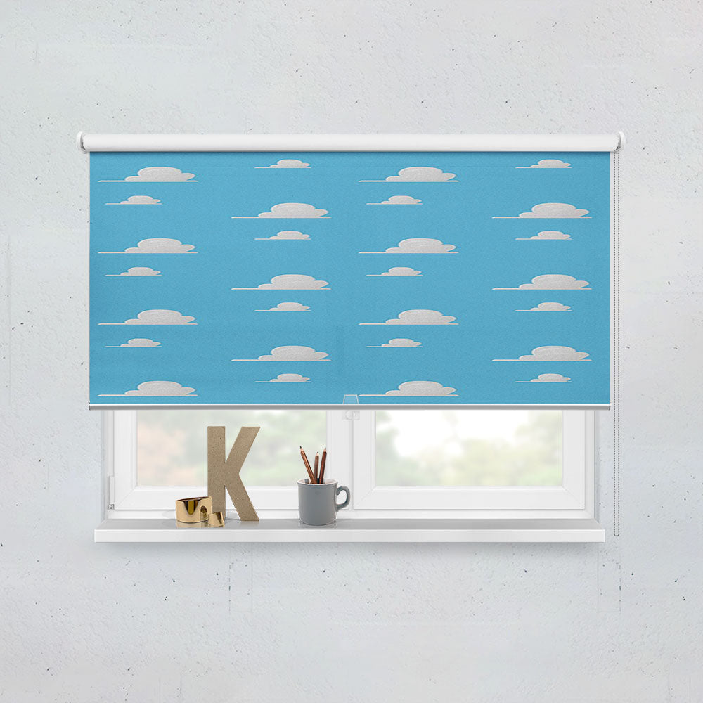 Pattern Of Toy Story Sky Blue Clouds Window Roller Blinds Shades
