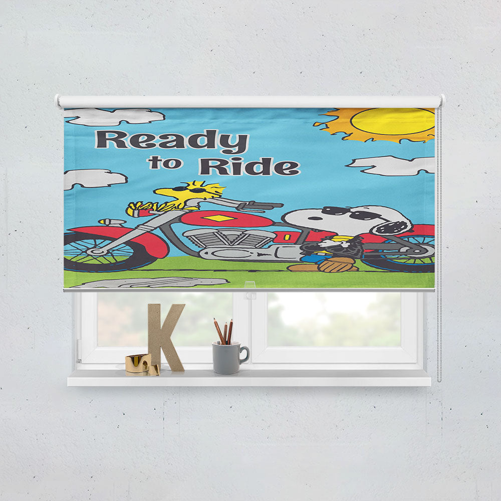 Peanuts Motorcycle Joe Snoopy Ready To Ride Window Roller Blinds Shades