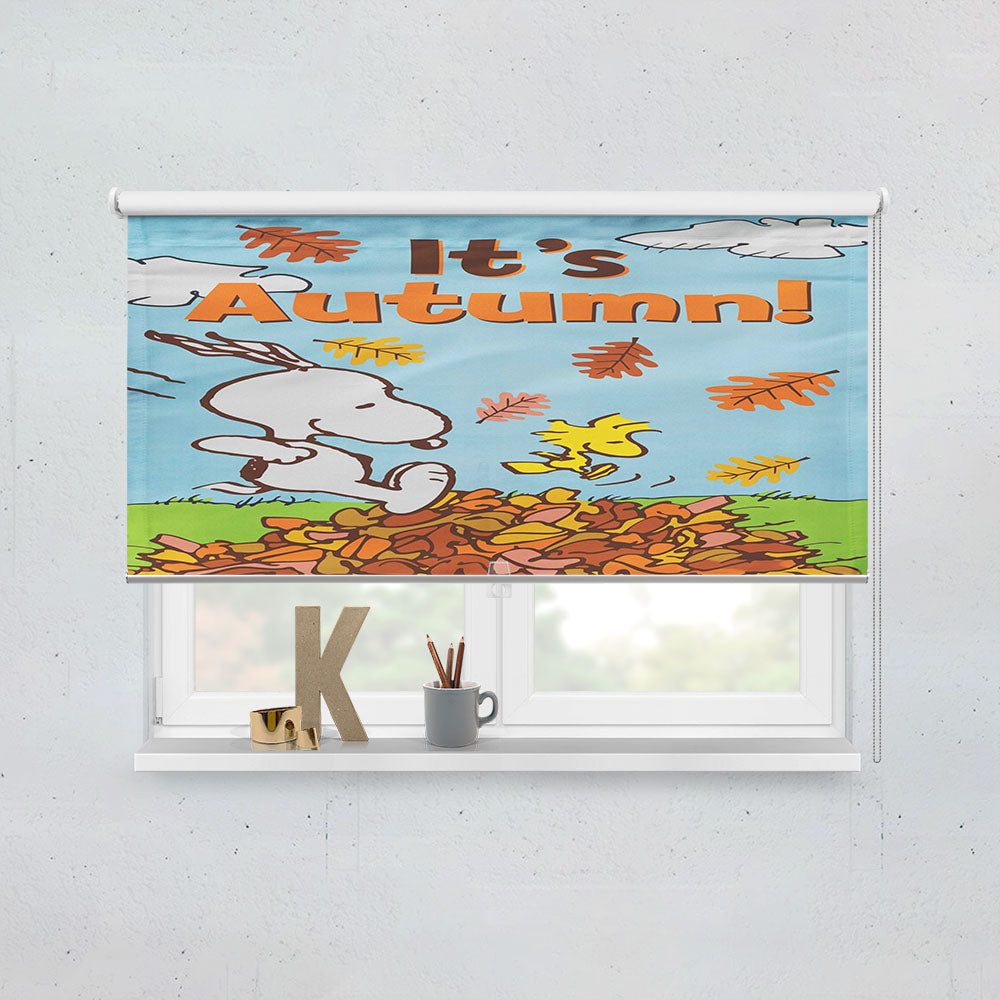 Peanuts Snoopy Fall Flag Snoopy And Woodstock Autumn Window Roller Blinds Shades