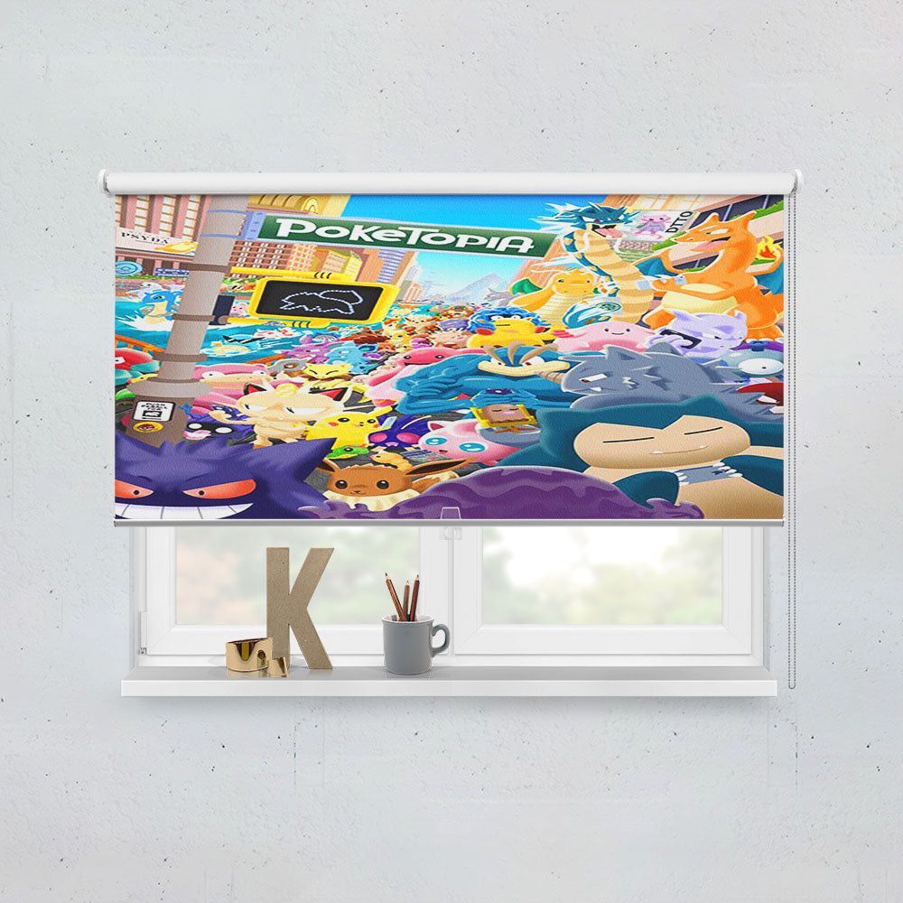 Pokemon All Character In The City Window Roller Blinds Shades