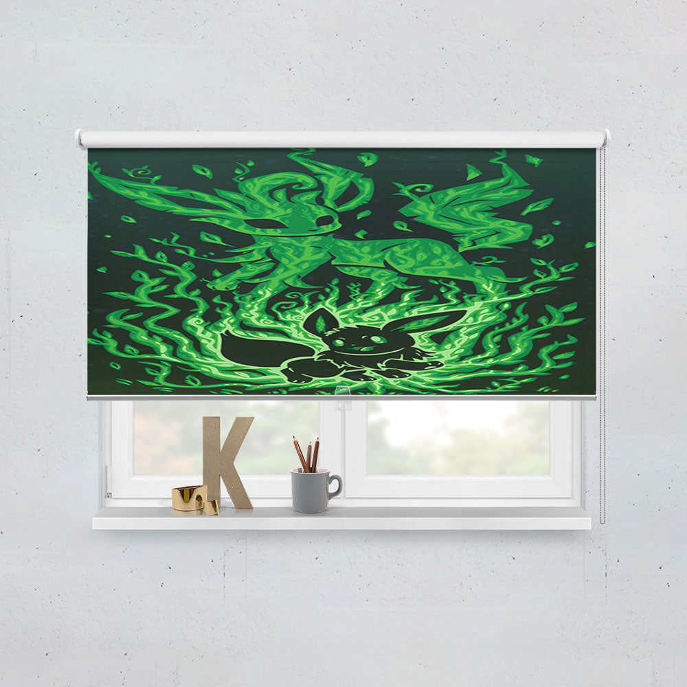 Pokemon Evolution Eevee To Leafeon Window Roller Blinds Shades