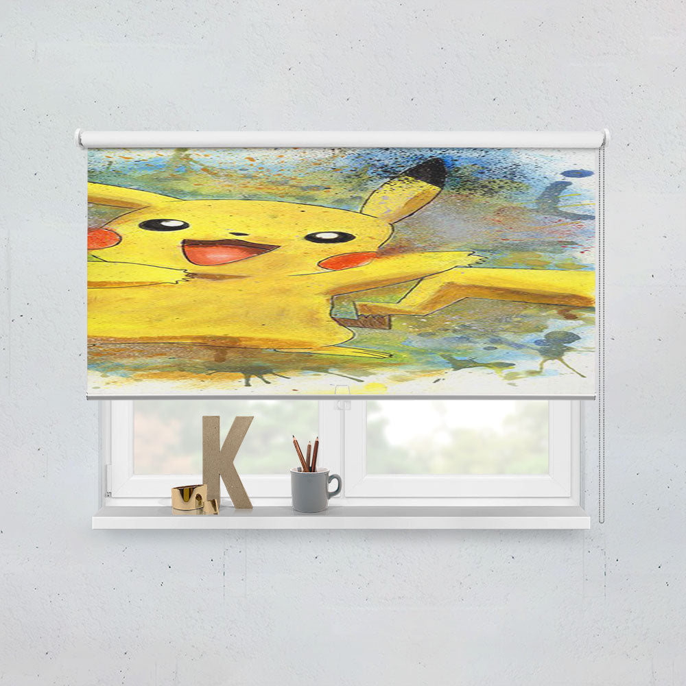 Pokemon Pikachu Water Color Splash Window Roller Blinds Shades