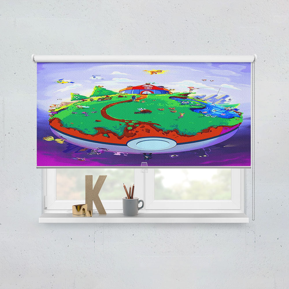 Pokemon Poster Earth Pokeballs Window Roller Blinds Shades