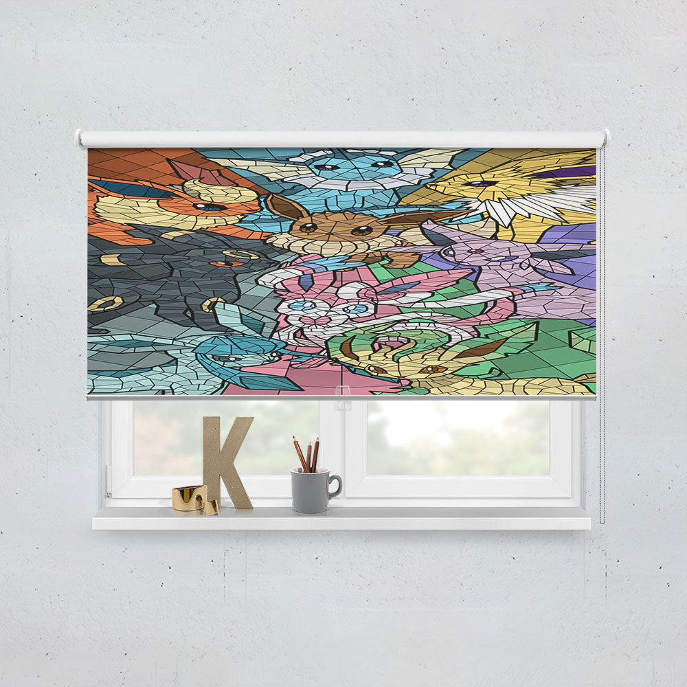 Pokemon Stained Glass Eevee Evolutions Window Roller Blinds Shades