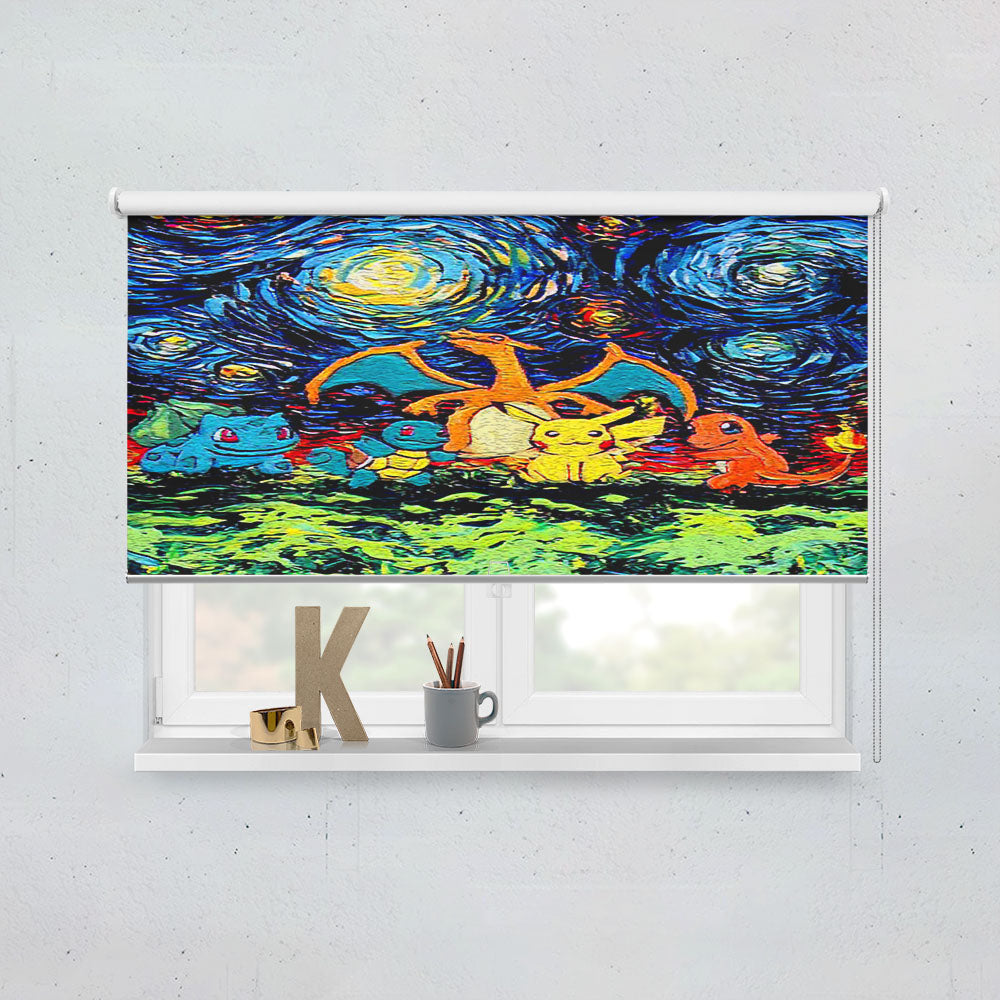 Pokemon Starry Night Abstract Window Roller Blinds Shades