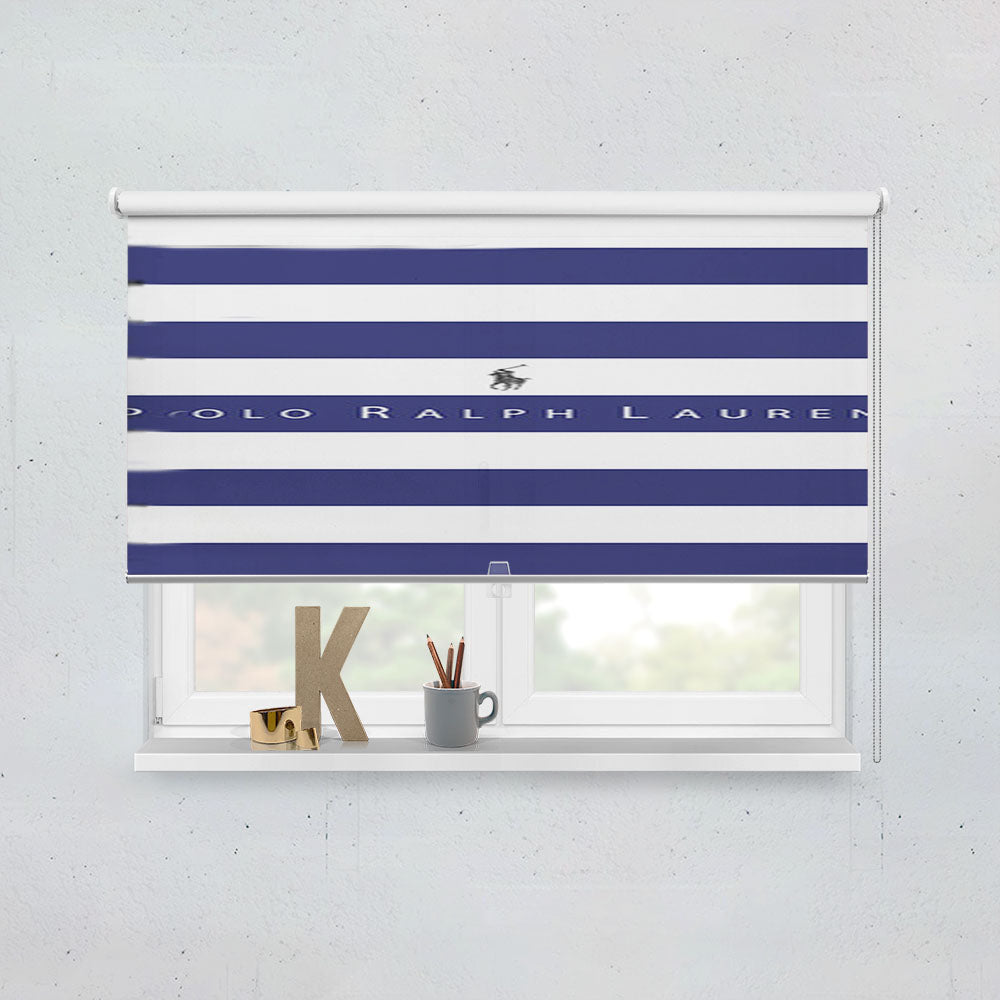 Polo Ralph Lauren Blue White Stripes Window Roller Blinds Shades