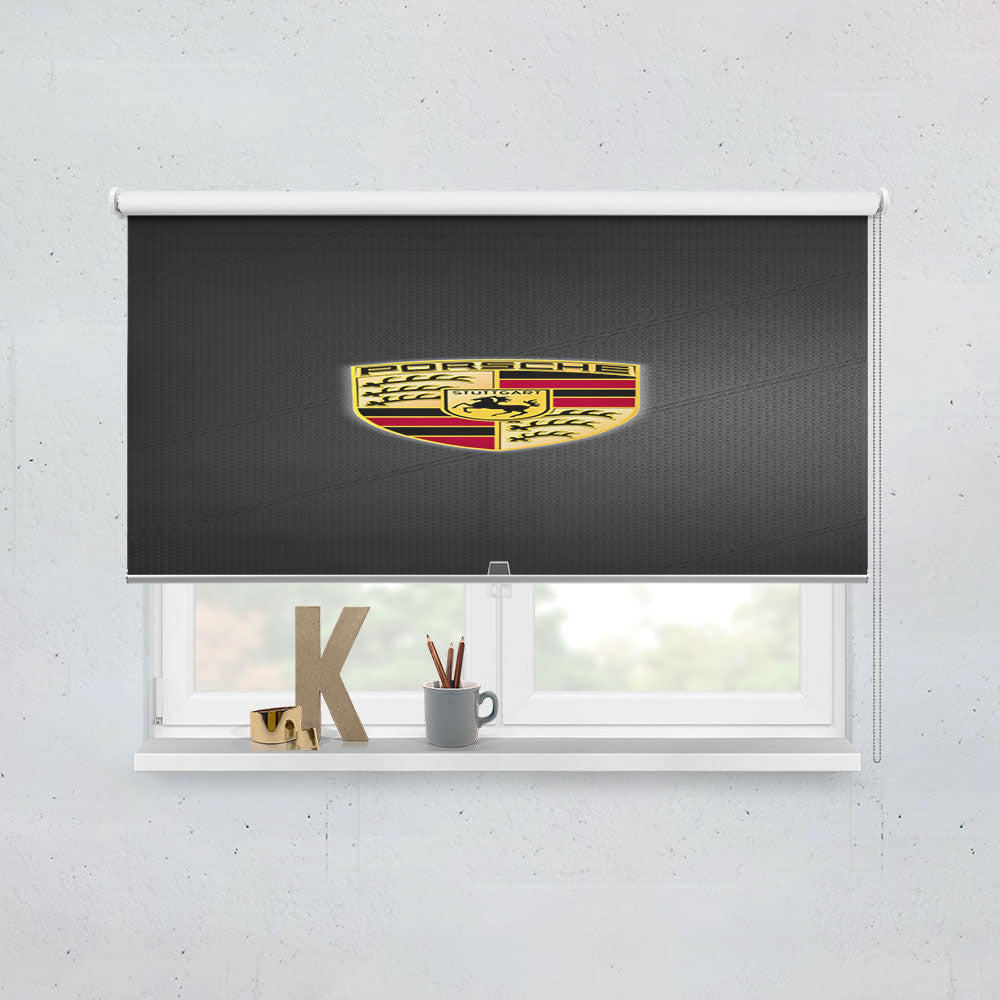 Porsche Logo Leather Window Roller Blinds Shades