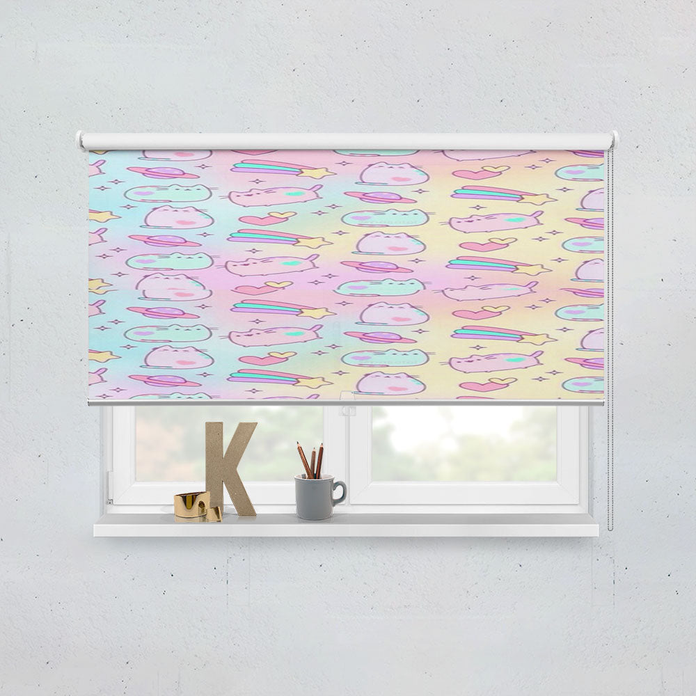 Pusheen Rainbow Pattern Window Roller Blinds Shades