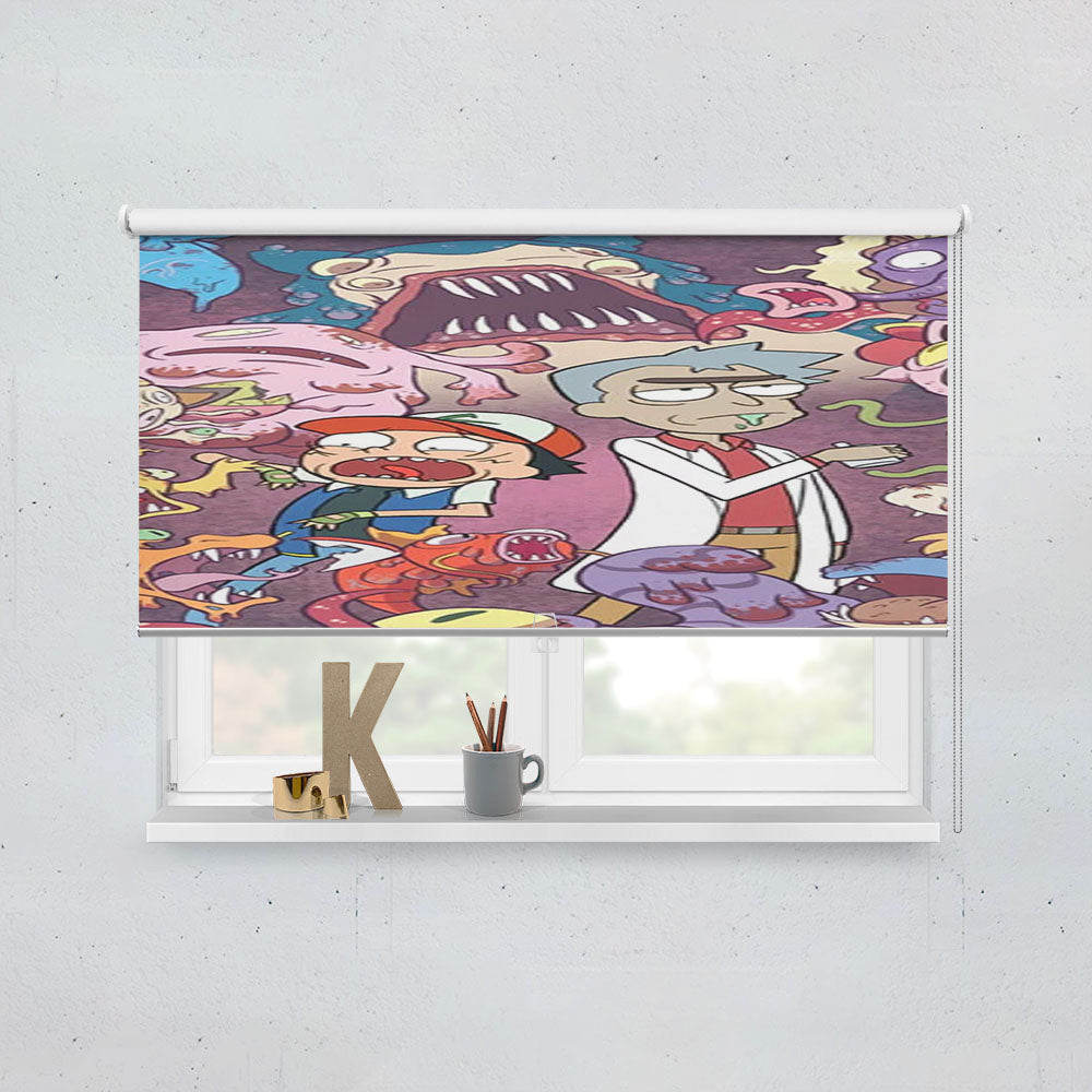 Rick And Morty Pokemon Art Window Roller Blinds Shades