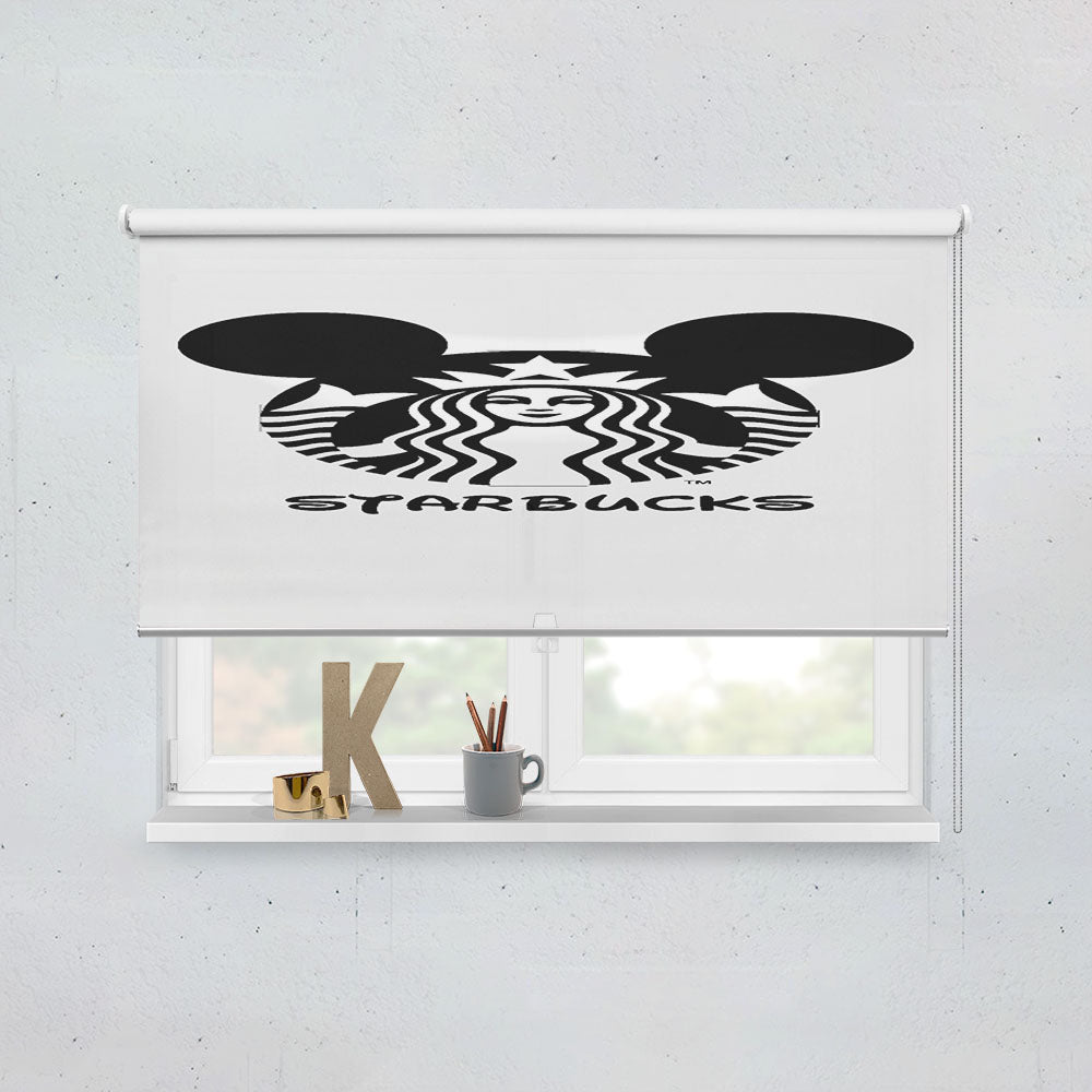 Starbucks Minnie Mouse Logo Black Window Roller Blinds Shades
