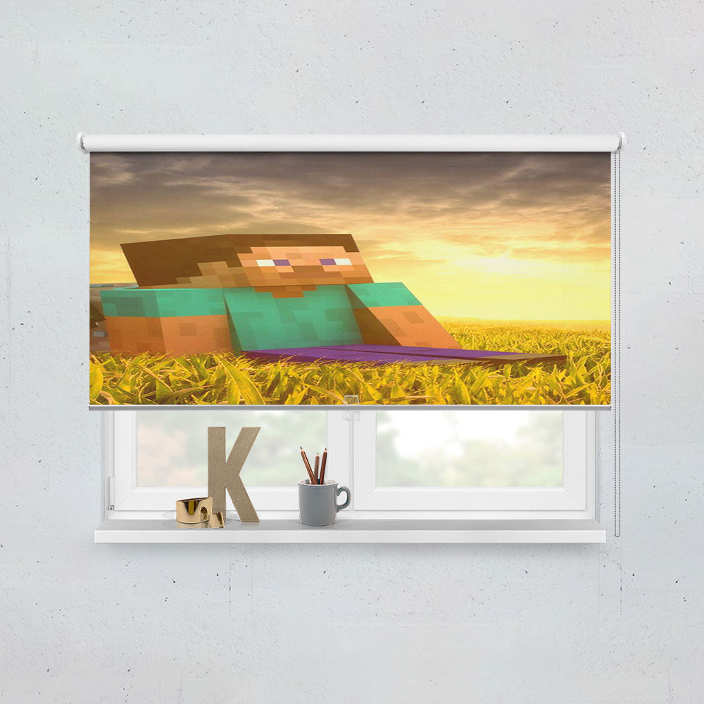 Sunset With Minecraft Window Roller Blinds Shades
