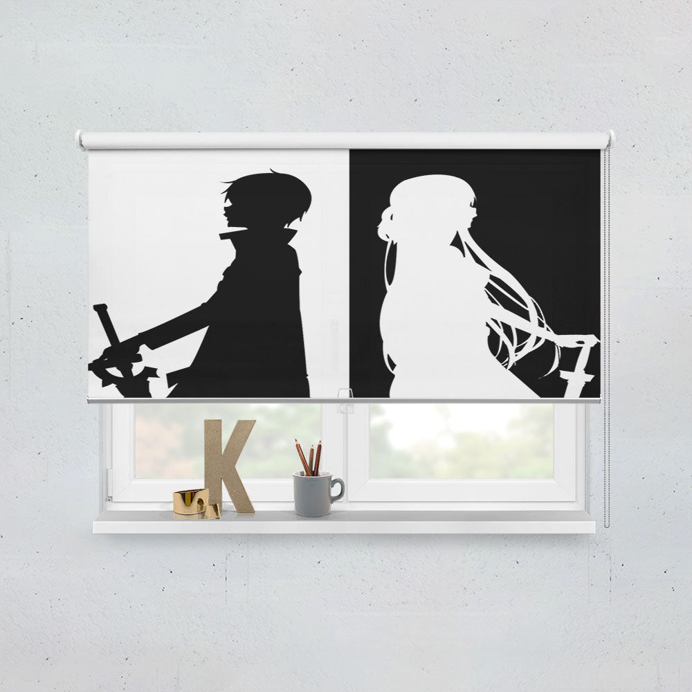 Sword Art Online Kirito Asuna Black White Window Roller Blinds Shades