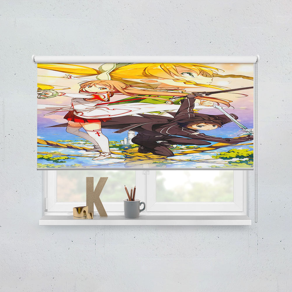 Sword Art Online Kirito Asuna Leafa Window Roller Blinds Shades
