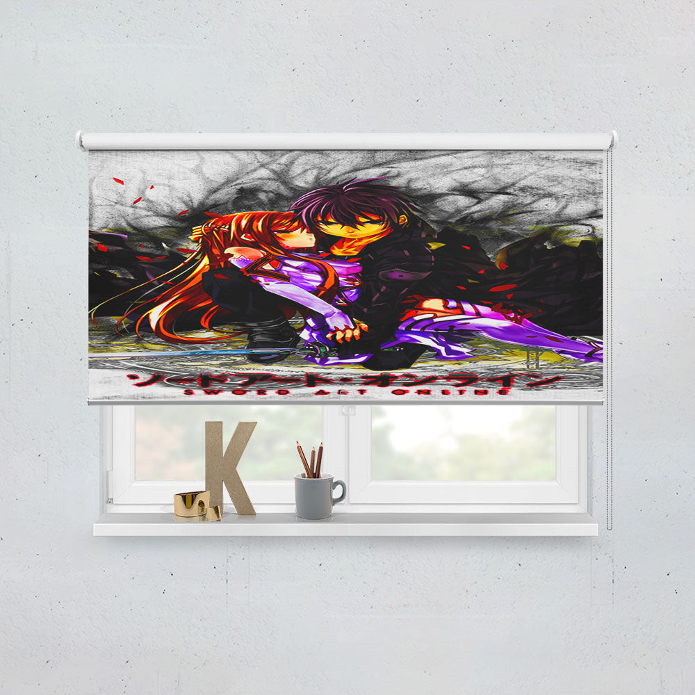 Sword Art Online Kirito Asuna Window Roller Blinds Shades