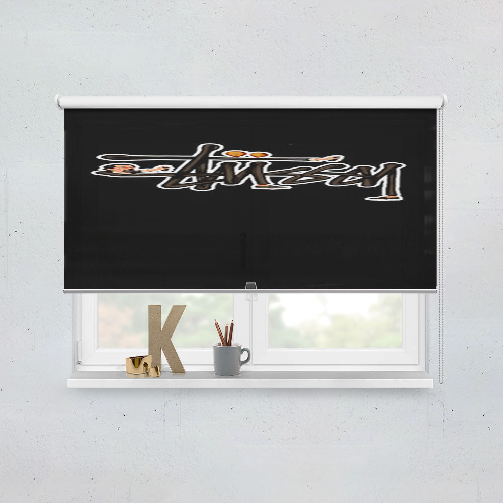 Vintage Stussy Logo Black Window Roller Blinds Shades