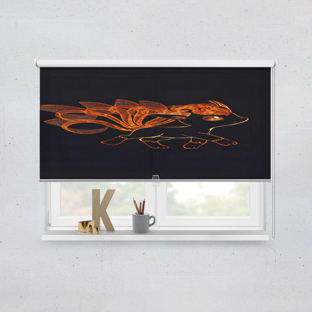 Vulpix Pokemon Line Art On Black Window Roller Blinds Shades