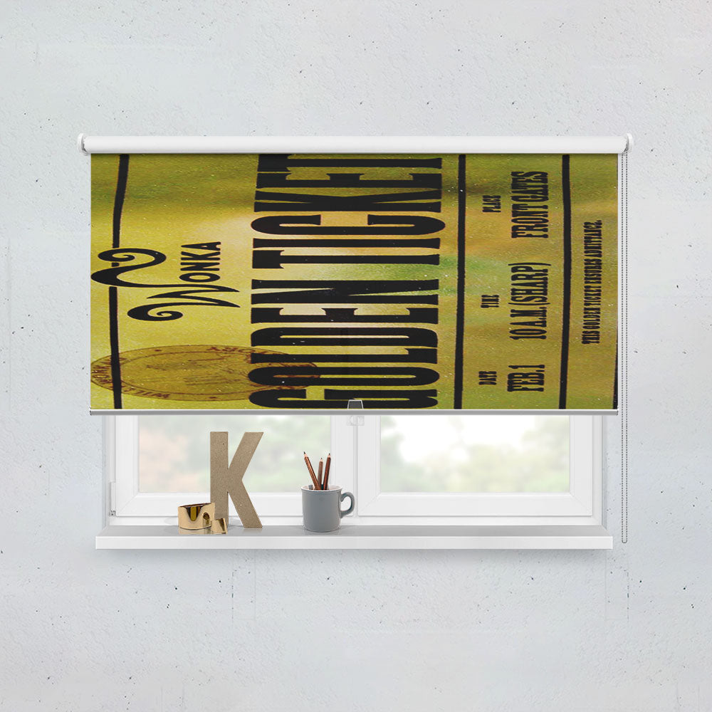 Willy Wonka Golden Ticket 2 Window Roller Blinds Shades