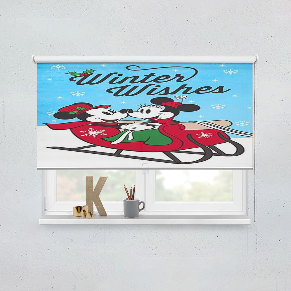 Winter Wishes Sleigh Mickey And Minnie Window Roller Blinds Shades