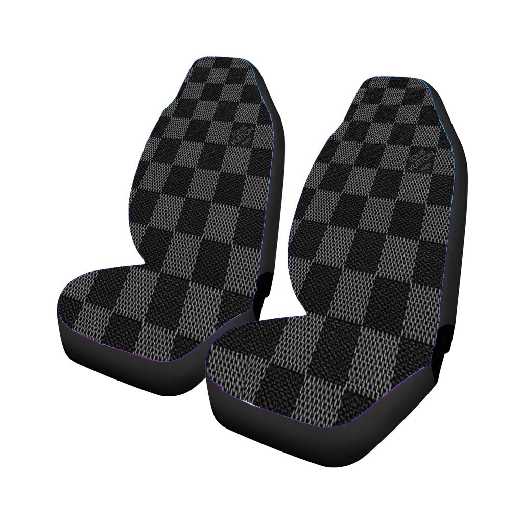 Black Louis Vuitton Damier Texture Car Seat Covers