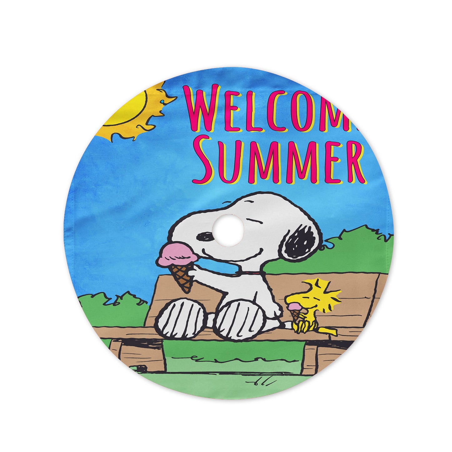 Peanuts Welcome Summer Snoopy & Woodstock Christmas Tree Skirt 36 X 36 Inch
