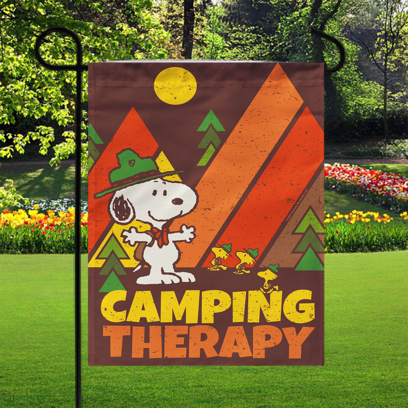 Peanuts Camping Therapy Snoopy Garden Flags Yard Outdoor Lawn 12 X 18