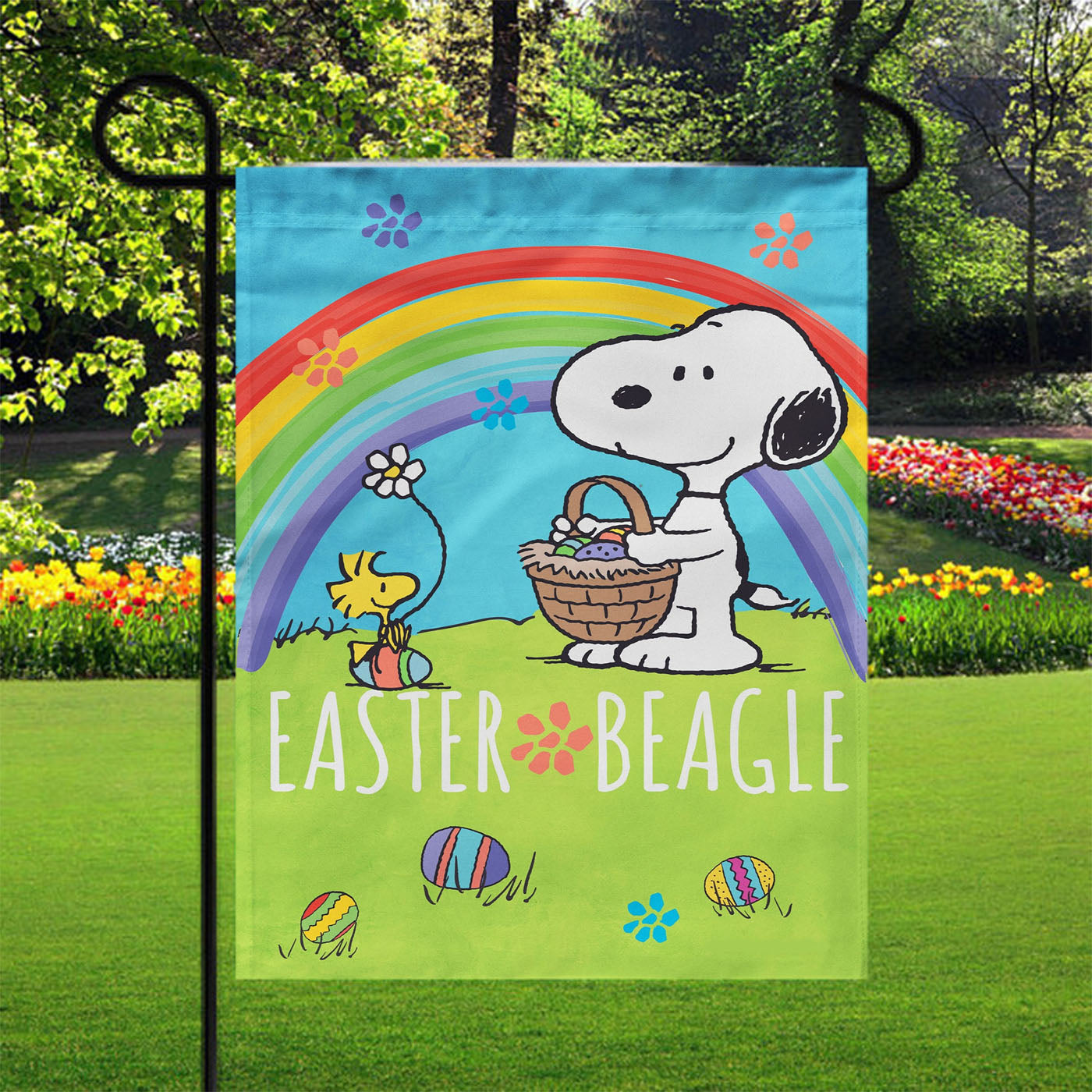 Peanuts Easter Beagle Snoopy Garden Flags Yard Outdoor Lawn 12 X 18