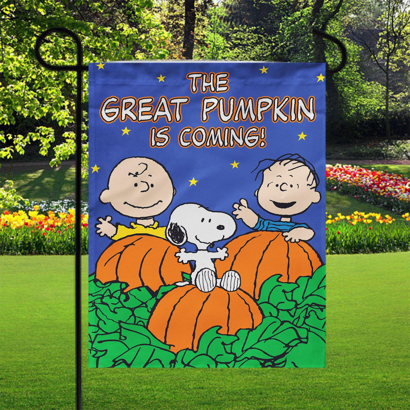 Peanuts Great Pumpkin Charlie Brown Garden Flags Yard Outdoor Lawn 12 X 18