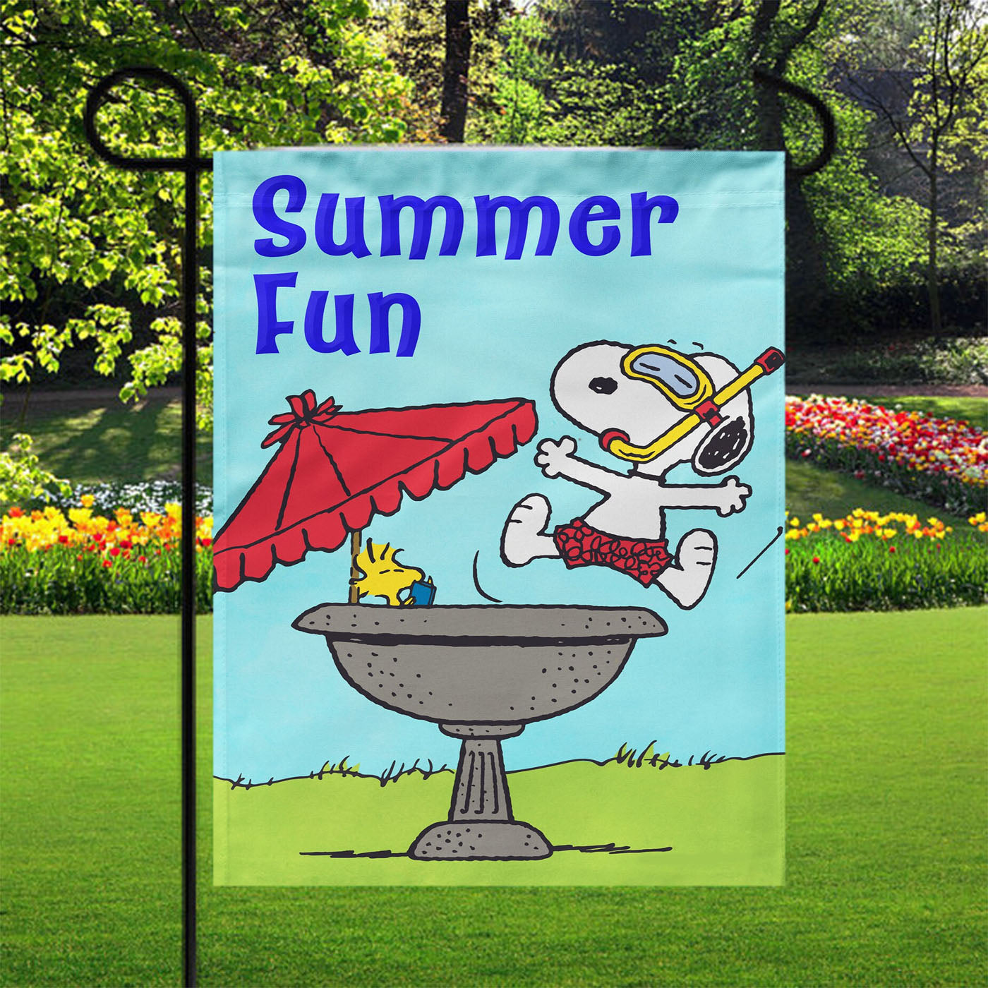 Peanuts Summer Fun Snoopy & Woodstock Garden Flags Yard Outdoor Lawn 12 X 18