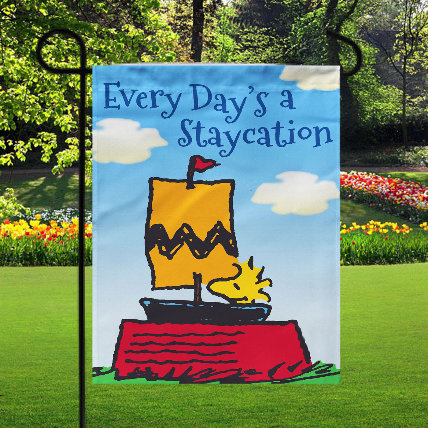 Peanuts Woodstock Staycation Garden Flags Yard Outdoor Lawn 12 X 18