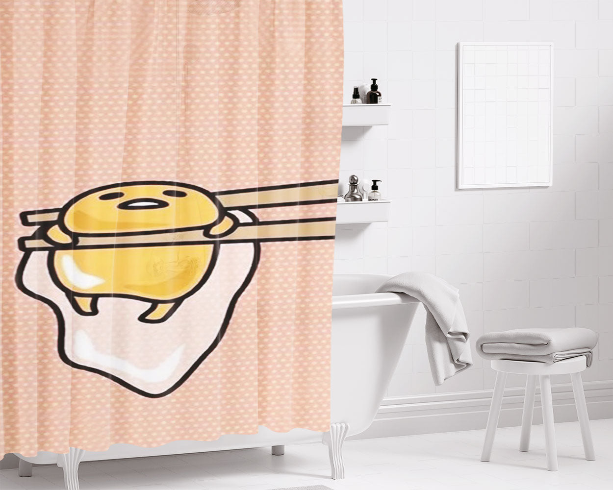 Gudetama Lazy Egg Cute 2 Bathroom Shower Curtain Fabric Waterproof | 66 X 72 Inch