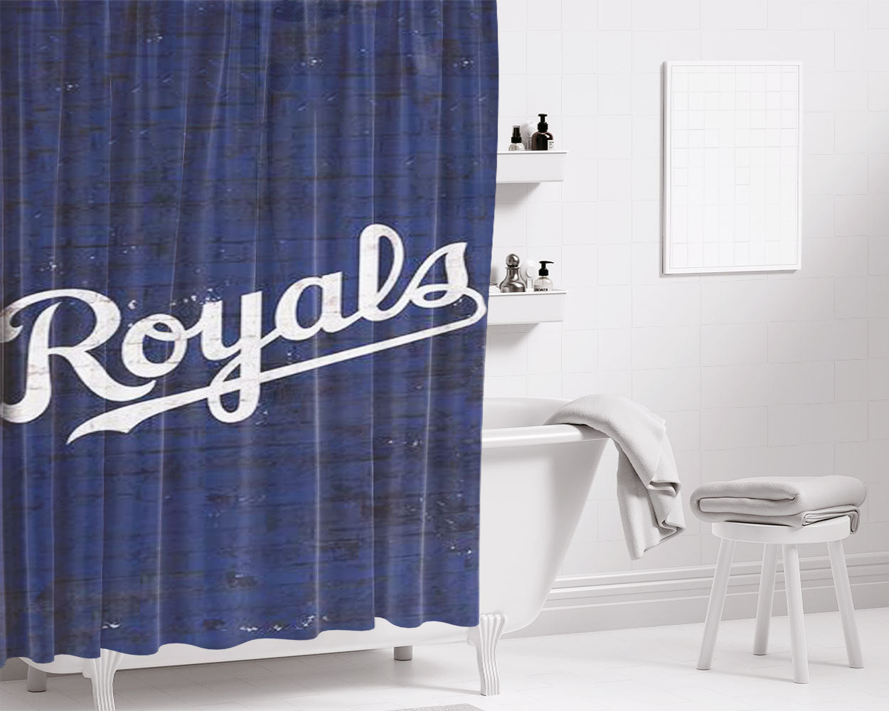 Mlb Kansas City Royals Bathroom Shower Curtain Fabric Waterproof | 66 X 72 Inch