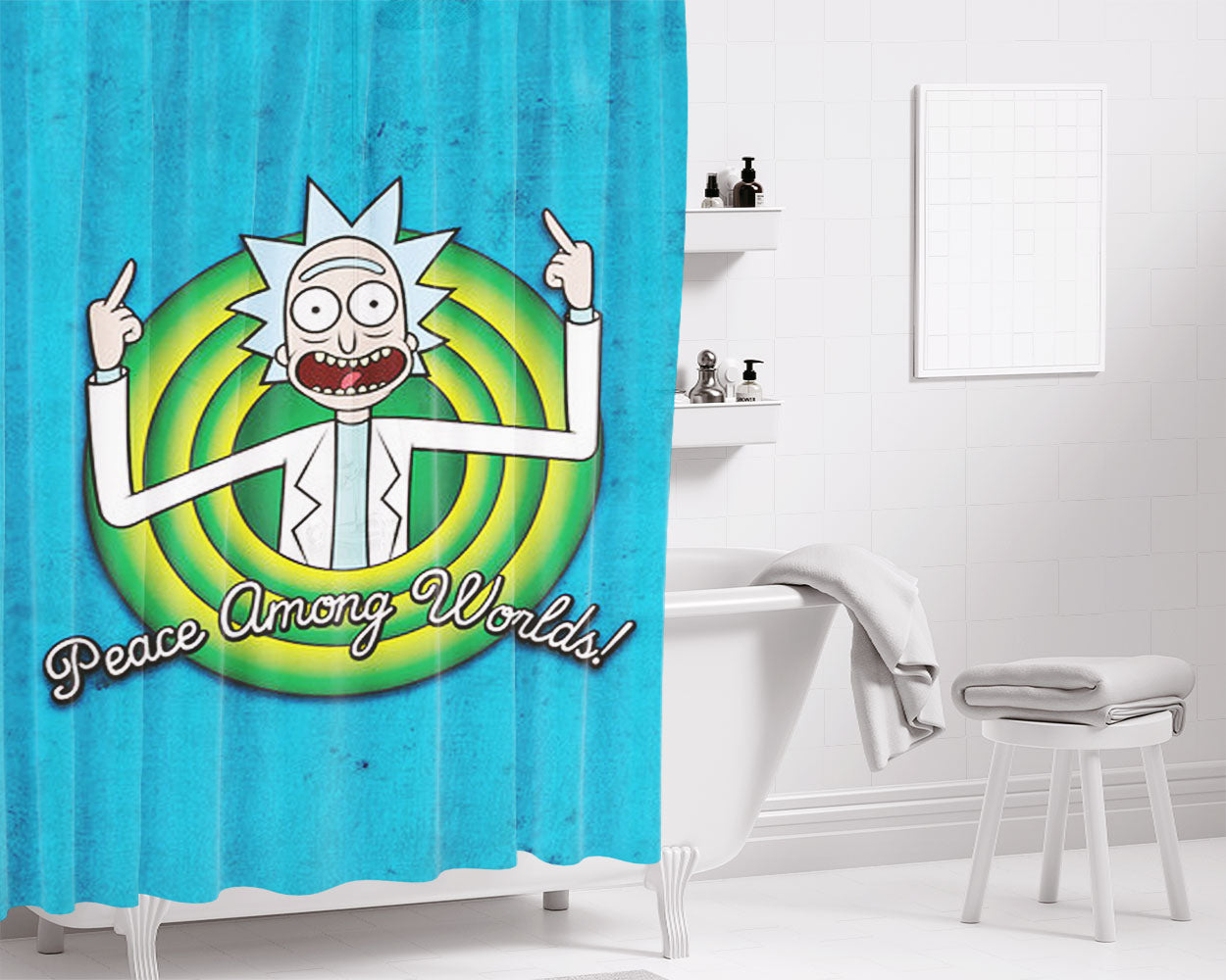 Rick Peace Among Worlds Bathroom Shower Curtain Fabric Waterproof | 66 X 72 Inch
