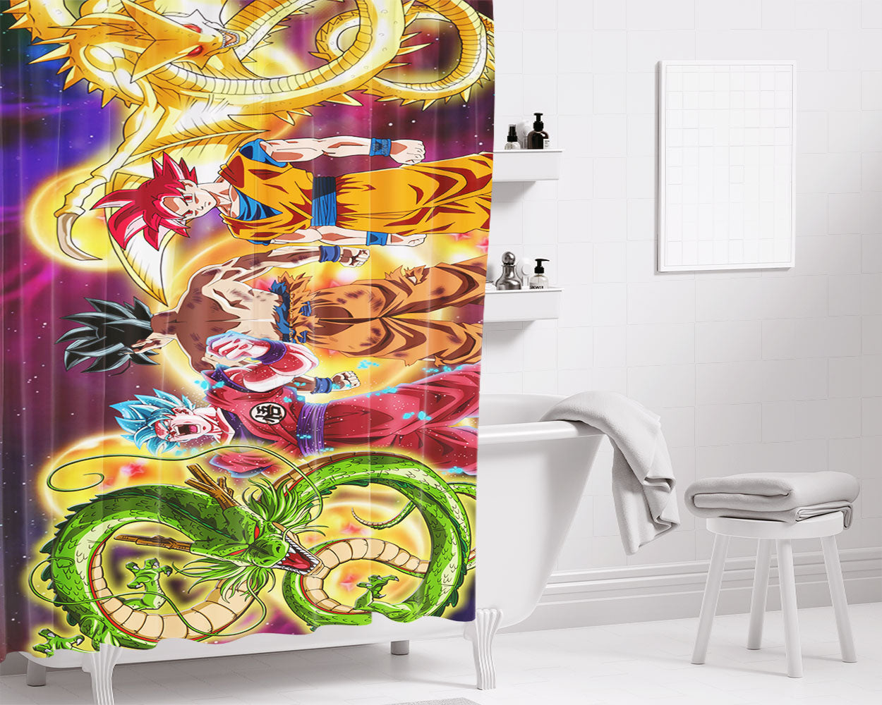 Son Family Kamehameha Bathroom Shower Curtain Fabric Waterproof | 66 X 72 Inch