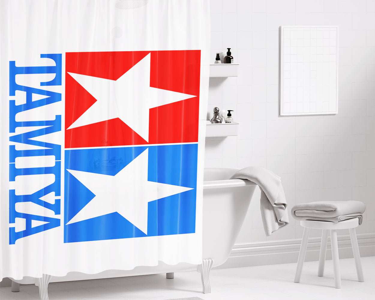 Tamiya Star Logo Bathroom Shower Curtain Fabric Waterproof | 66 X 72 Inch