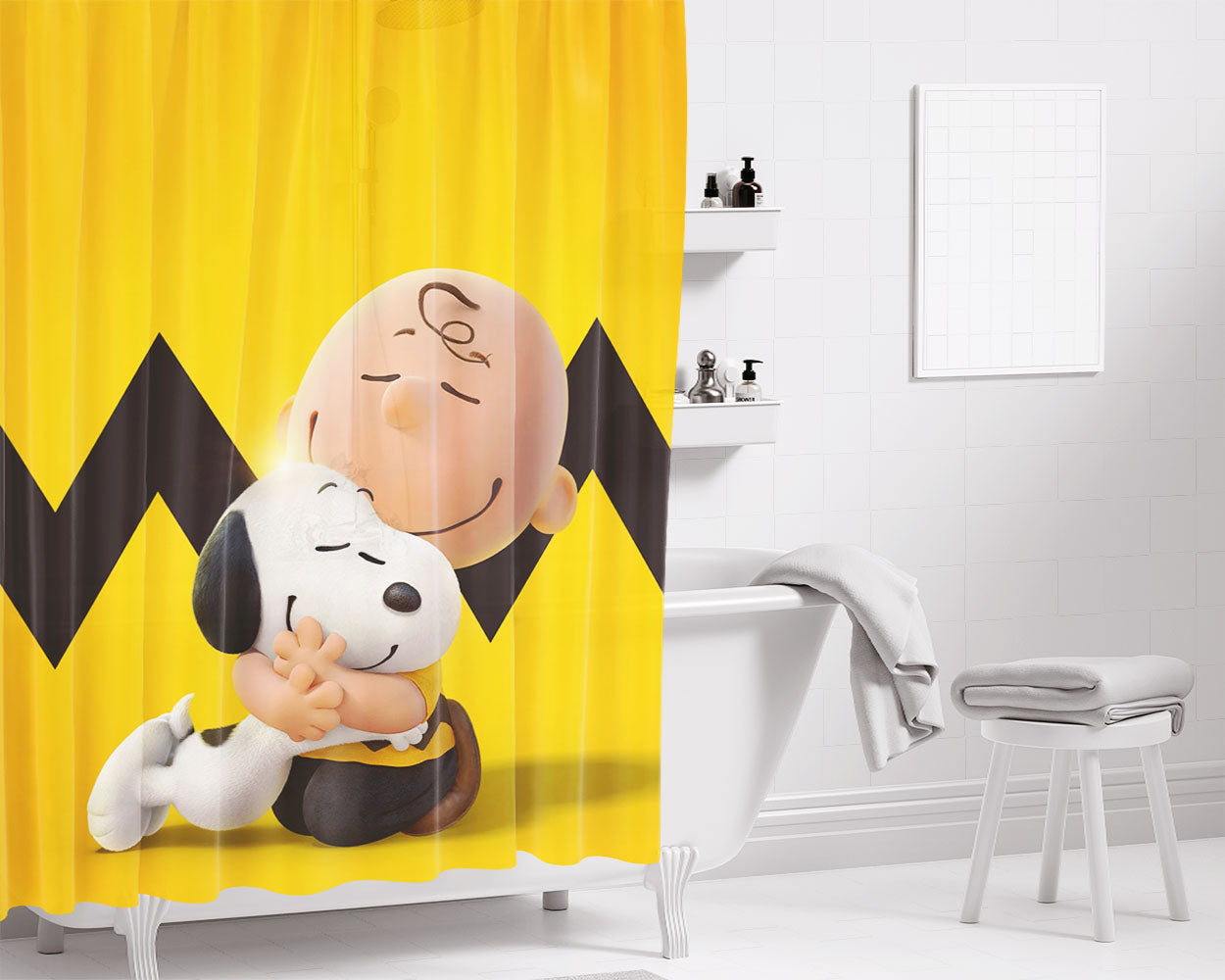 The Peanuts And Snoopy Movie Family Bathroom Shower Curtain Fabric Waterproof | 66 X 72 Inch