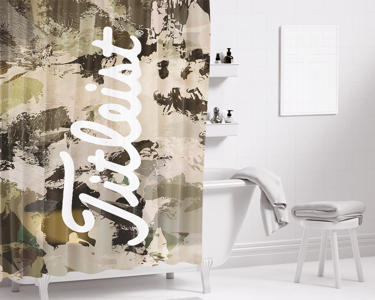 Titleist Illest Camouflage Wallpaper Bathroom Shower Curtain Fabric Waterproof | 66 X 72 Inch