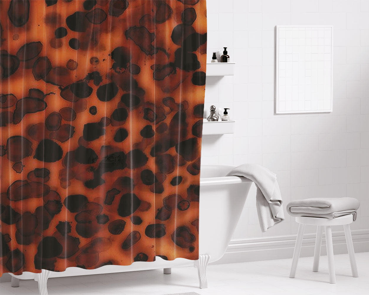 Tortoise Shell Pattern Art Texture Bathroom Shower Curtain Fabric Waterproof | 66 X 72 Inch