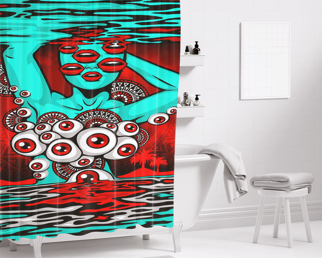 Trippy Acid Eye Melted Bathroom Shower Curtain Fabric Waterproof | 66 X 72 Inch