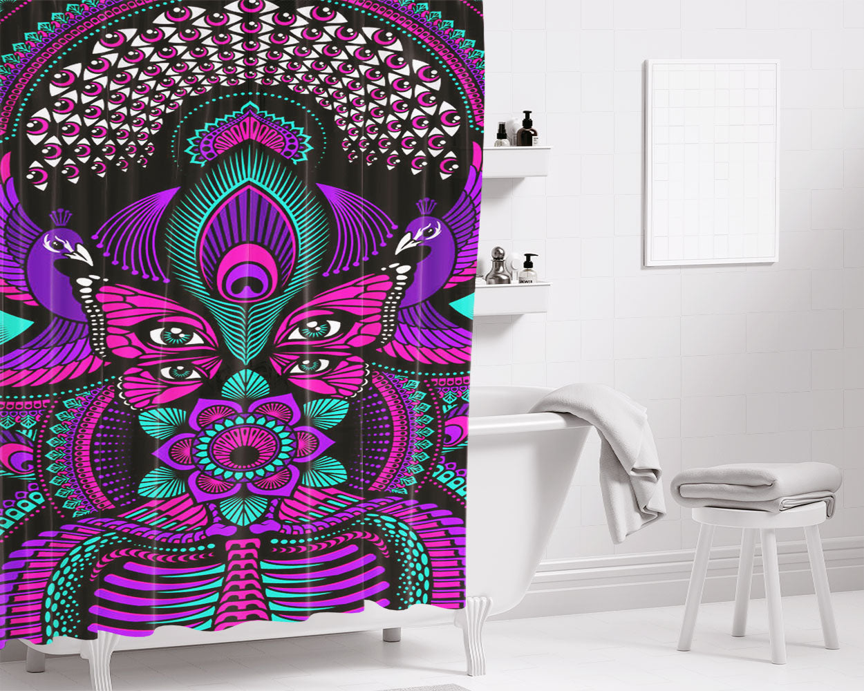 Trippy Butterfly Acid Bathroom Shower Curtain Fabric Waterproof | 66 X 72 Inch