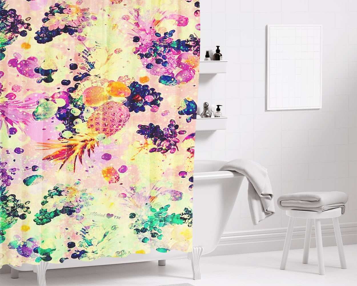 Tropical Fruits August Bathroom Shower Curtain Fabric Waterproof | 66 X 72 Inch