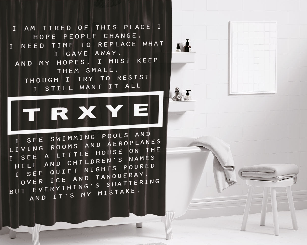 Trxye Troye Lyrics Bathroom Shower Curtain Fabric Waterproof | 66 X 72 Inch