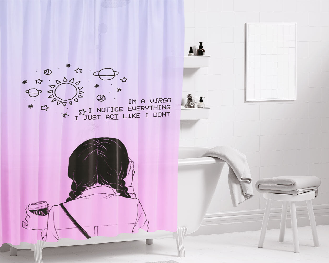 Virgo Girl August Bathroom Shower Curtain Fabric Waterproof | 66 X 72 Inch