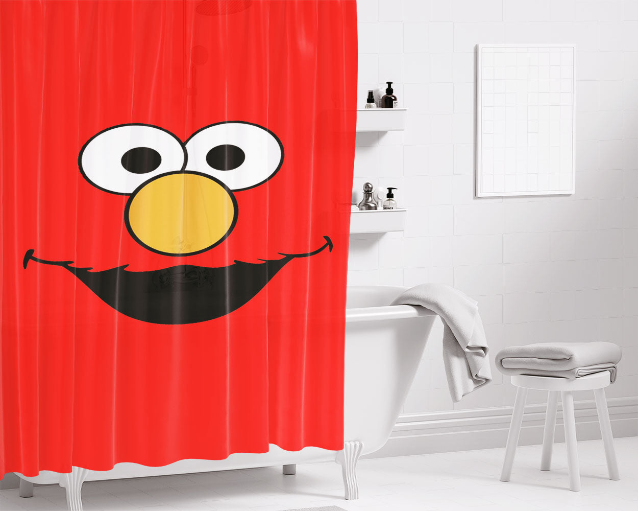 Sesame Street Elmo Bathroom Shower Curtain Fabric Waterproof | 66 X 72 Inch