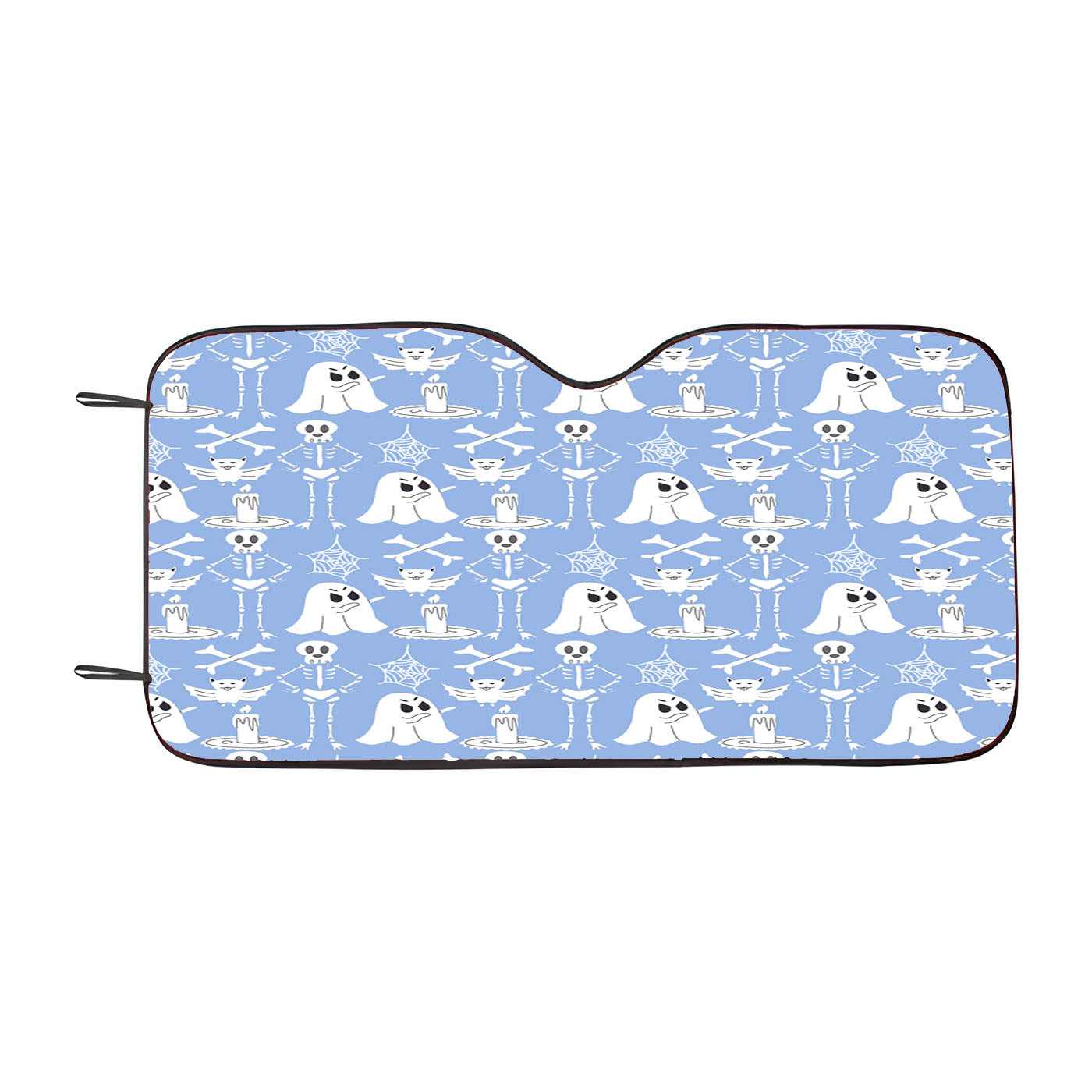 Blue Pattern Halloween Ghost Skeleton Car Auto Sun Shade Windshield Cover