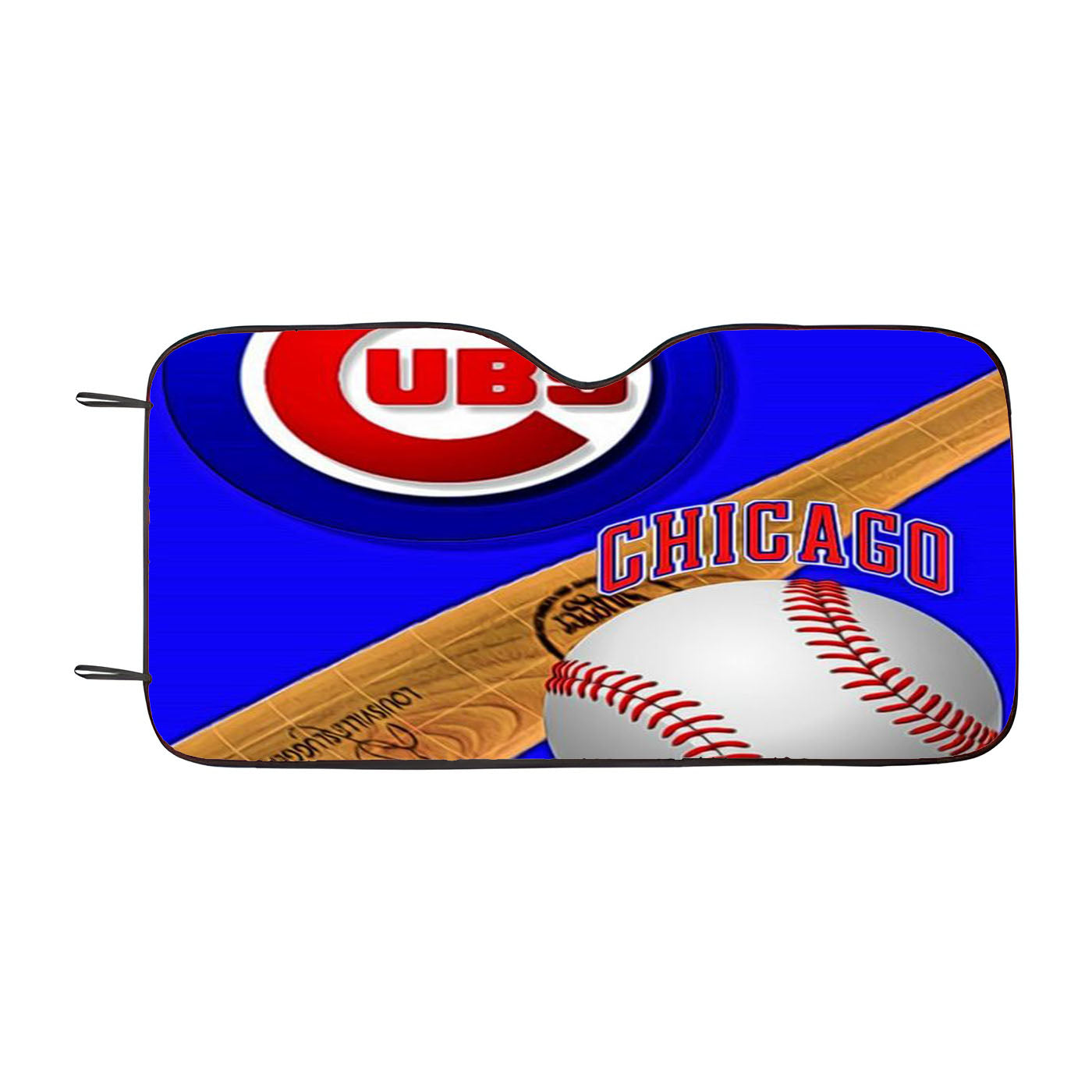 Chicago Cubs Baseball Logo Dark Wood Wallpaper Car Auto Sun Shade Windshield Cover