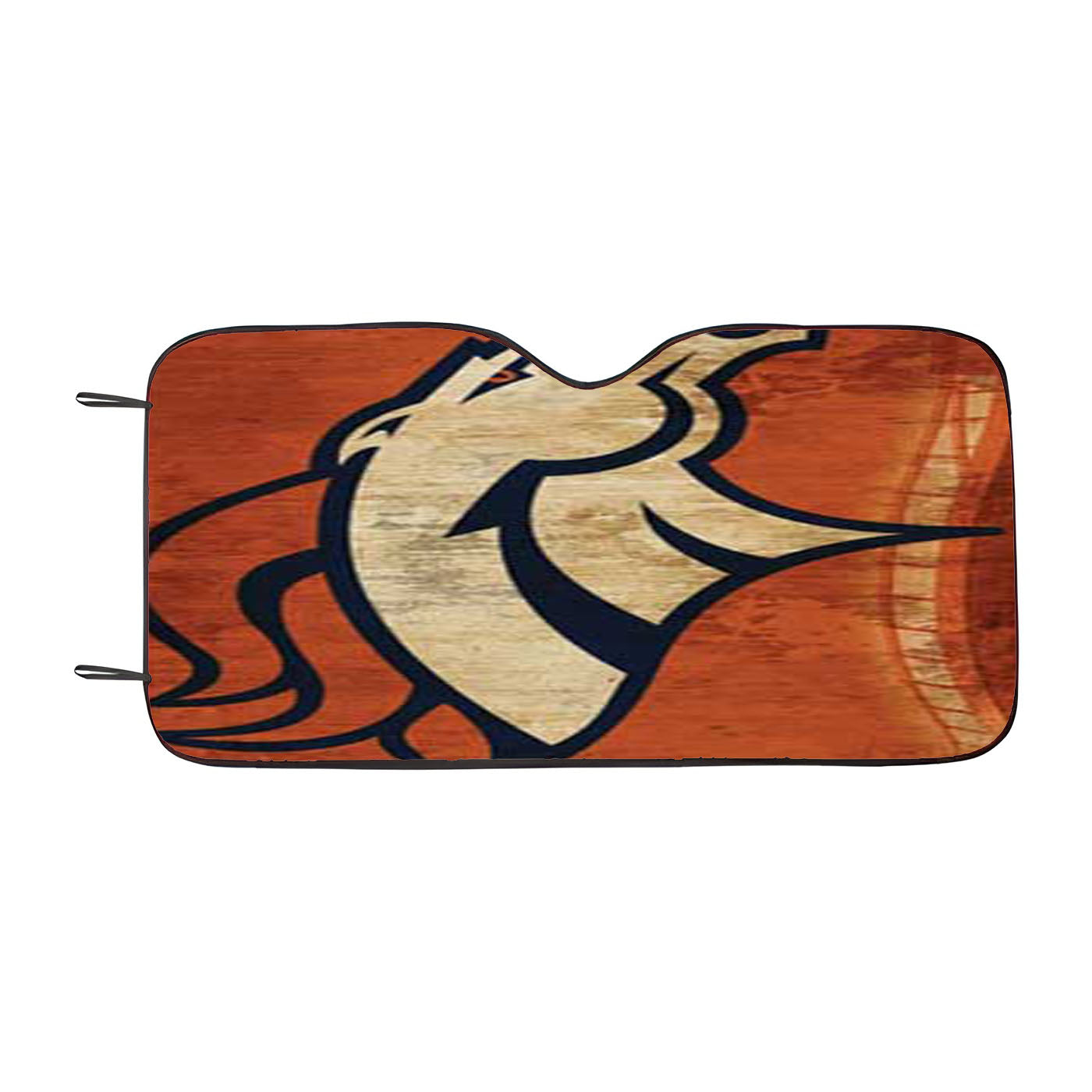 Denver Broncos Emblem And Silhouette Flag Car Auto Sun Shade Windshield Cover