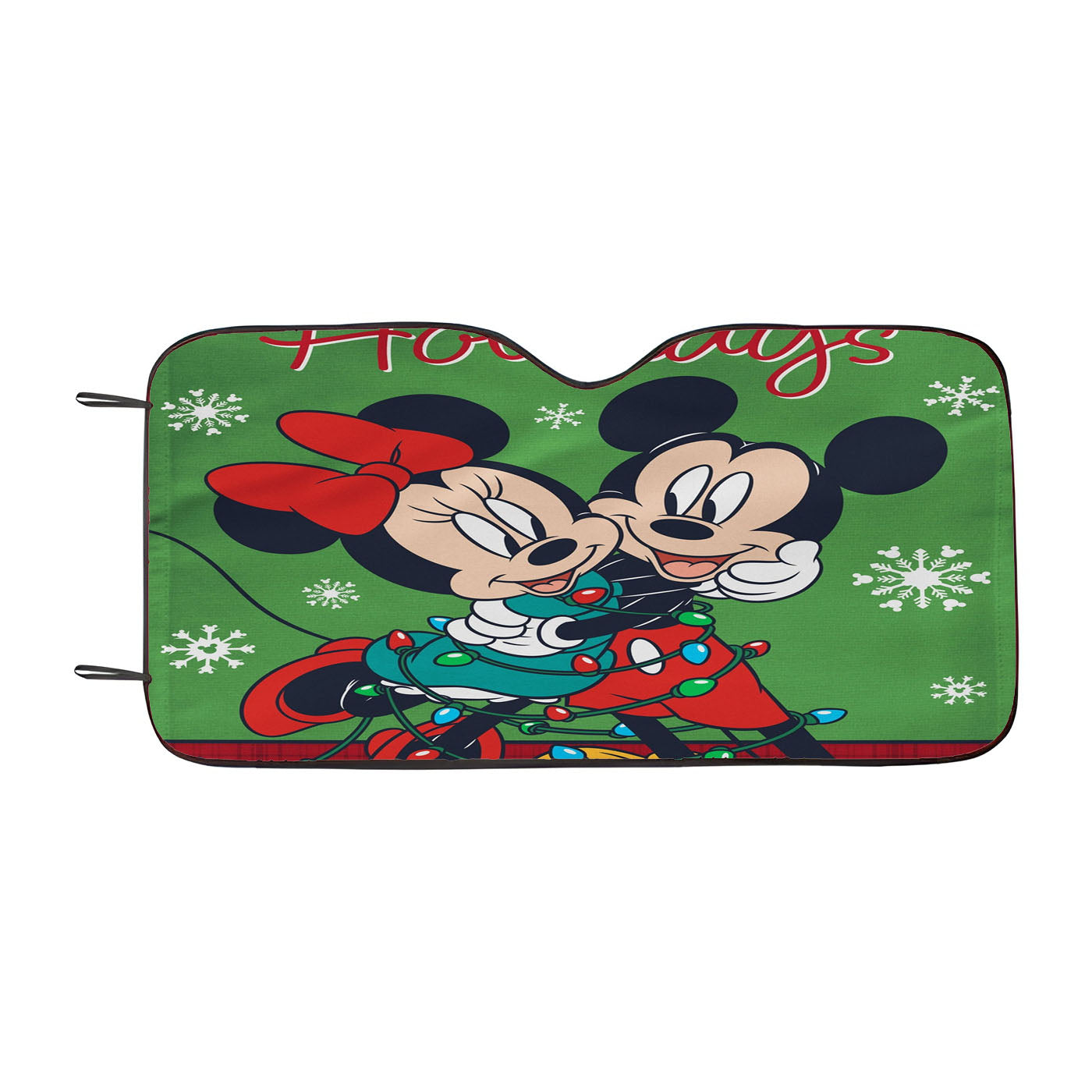 Disney Mickey And Minnie Christmas Light Tangle Car Auto Sun Shade Windshield Cover