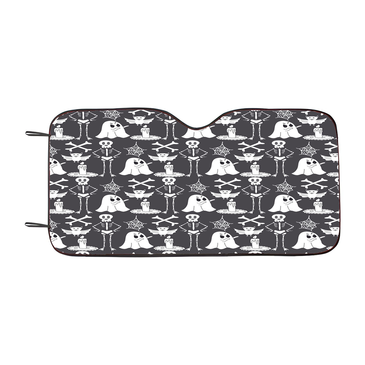 Grayscale Pattern Halloween Ghost Skeleton Car Auto Sun Shade Windshield Cover