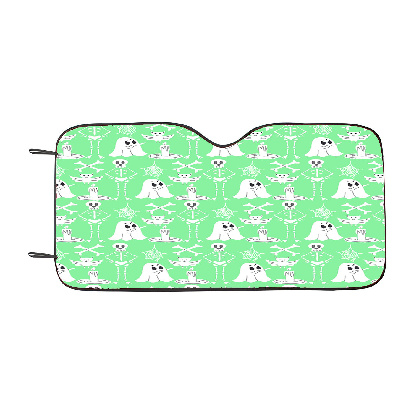 Green Pattern Halloween Ghost Skeleton Ar Car Auto Sun Shade Windshield Cover