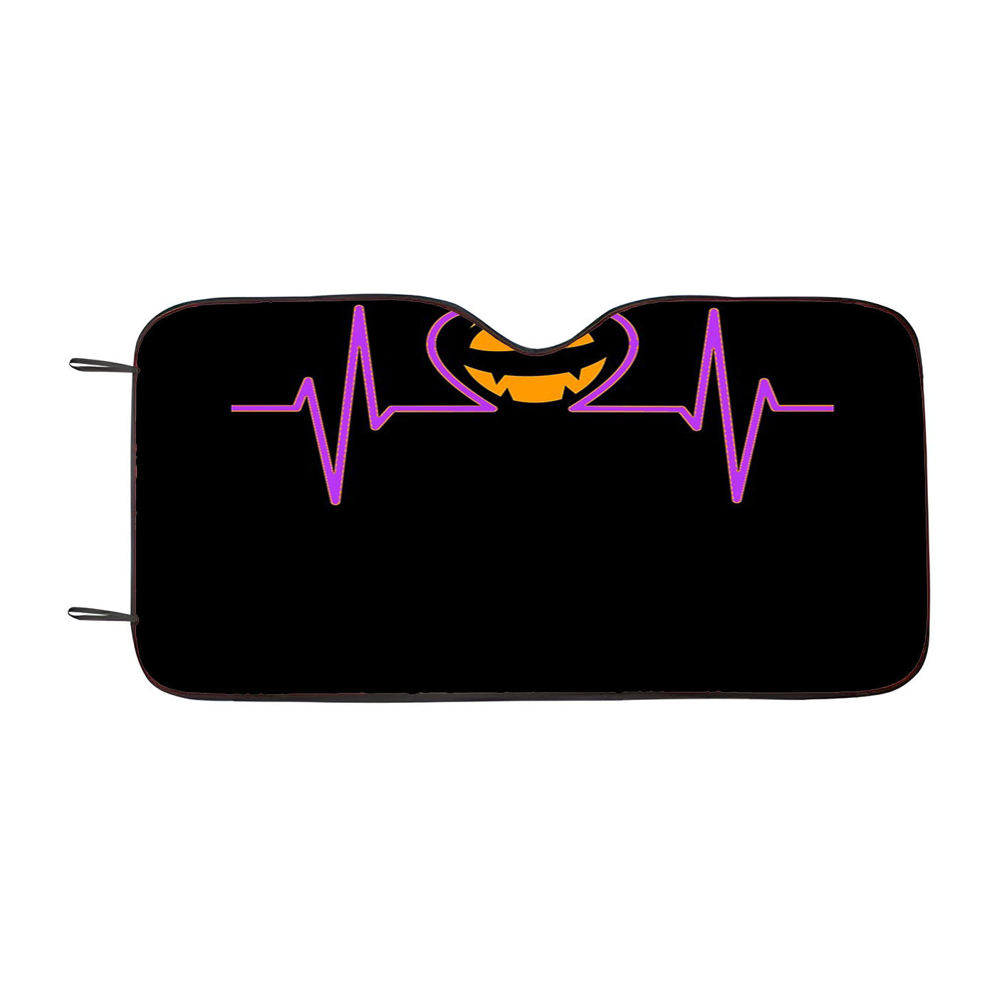 Heartbeat Jack O Lantern Halloween Holiday Car Auto Sun Shade Windshield Cover